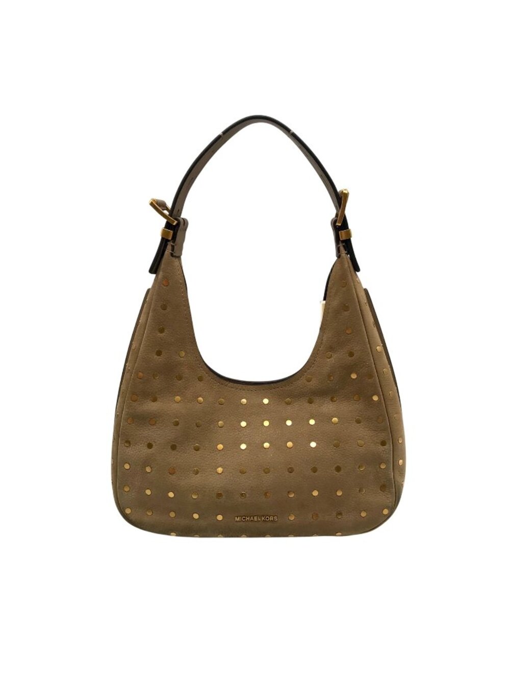 Michael Kors Husk Pebbled Leather Studded Nolita Hobo Shoulder Bag